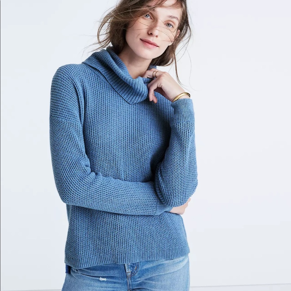 Madewell convertible turtleneck sweater in BLACK